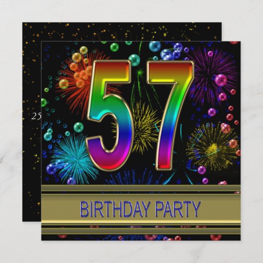 57e verjaardag Uitnodiging met bellen (Voorkant / Achterkant)
