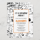 57e verjaardag uitnodigingen Mannen Graffiti Party (Voorkant / Achterkant)