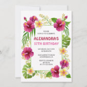 57e verjaardag uitnodigingen Tropical Floral Pink (Voorkant)