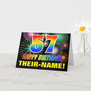 57e verjaardag: Vet, Plezier, Vuurwerk, Regenboog  Kaart