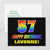57e verjaardag: Vet, Vun, Eenvoudig, Regenboog 57 Briefkaart (Voorkant / Achterkant)