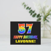 57e verjaardag: Vet, Vun, Eenvoudig, Regenboog 57 Briefkaart (Staand voorkant)