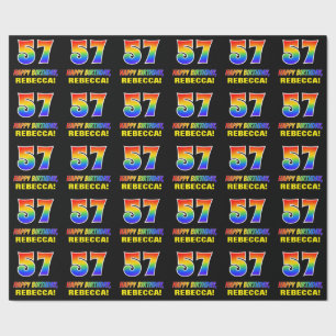 57e verjaardag: Vet, Vun, Eenvoudig, Regenboog 57 Cadeaupapier
