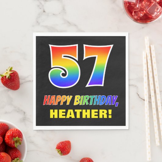 57e verjaardag: Vet, Vun, Eenvoudig, Regenboog 57 Servet (Insitu)