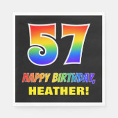 57e verjaardag: Vet, Vun, Eenvoudig, Regenboog 57 Servet (Voorkant)
