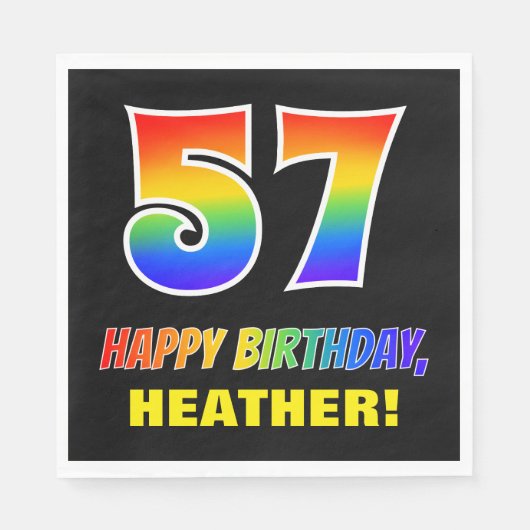 57e verjaardag: Vet, Vun, Eenvoudig, Regenboog 57 Servet (Voorkant)