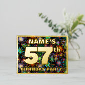 57e verjaardag: Vette, kleurrijke Fireworks-look Folie Uitnodiging Briefkaart (Staand Voorkant)