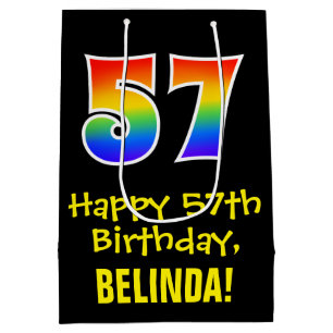 57e verjaardag: Vun, vet, kleurrijk, regenboog "57 Medium Cadeauzakje