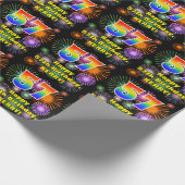 57e verjaardag: vuurwerk, regenboogblik # "57" cadeaupapier (Hoek)