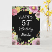 57e verjaardag waterverf bloem bloemen zwarte kaar kaart (Gele Bloem)