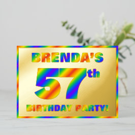 57e verjaardagsfeest — Leuke, regenboogspectrum “5 Folie Uitnodiging