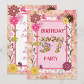 57e verjaardagsfeest met bloemenfeest lijst kaart (Voorkant / Achterkant)
