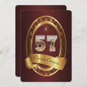 57e, verjaardagsfeest vrouw man, elegante kleur kaart (Voorkant / Achterkant)