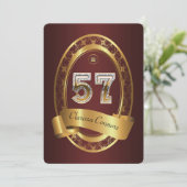 57e, verjaardagsfeest vrouw man, elegante kleur kaart (Staand voorkant)