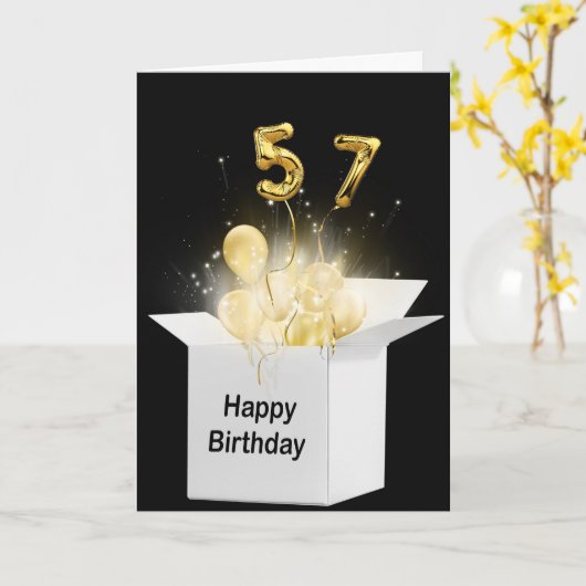 57e vogelballon in witte doos kaart (Gele Bloem)