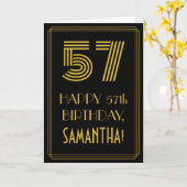 57ste Verjaardag: Geïnspireerde het art deco kijkt Kaart (Gele Bloem)