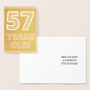 57ste verjaardag: Vet "57 JAAR OUD!" Goudfolie Kaa Folie Kaarten