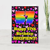 57th Birthday: Loving Hearts Pattern, Rainbow # 57 Kaart (Voorkant)