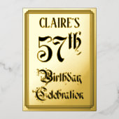 57th Birthday Party — Elegant Script + aangepaste Folie Uitnodiging (Voorkant)