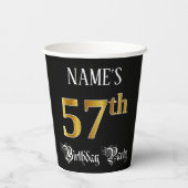 57th Birthday Party — Fancy script, Faux Gold look Papieren Bekers (Achterkant)