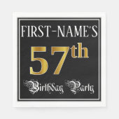 57th Birthday Party — Fancy Script, Faux Gold Look Servet (Voorkant)