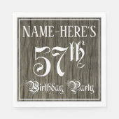 57th Birthday Party — Fancy script, Faux Wood Kijk Servet (Voorkant)