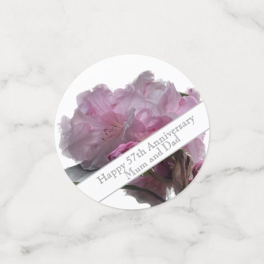 57th Wedding Jubileum Pink Rhododendron Confetti (Kleine voorkant)