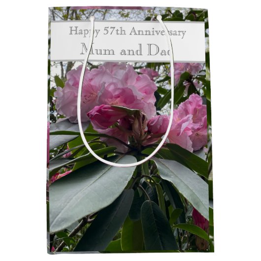 57th Wedding Jubileum Pink Rhododendron Medium Cadeauzakje