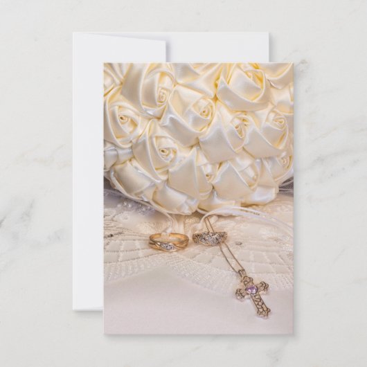 5807-Bruidsboeket met Ringen en Kruis Kaart (Voorkant)