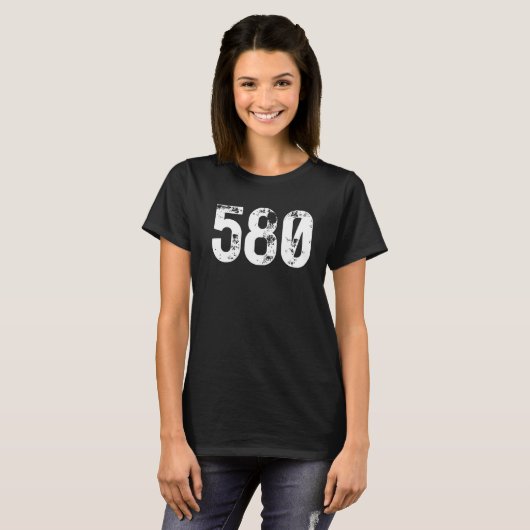 580 Area Code Lawton OK Mobile Phone Area Code T-shirt (Voorkant volledig)