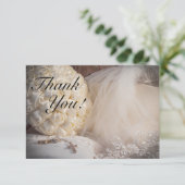 5882-Boeket met ringen, sluier en kruis Bedankkaart (Staand voorkant)