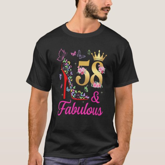 58 en Fabulous 58 jaar oude 58e buikvlinders H T-shirt (Voorkant)