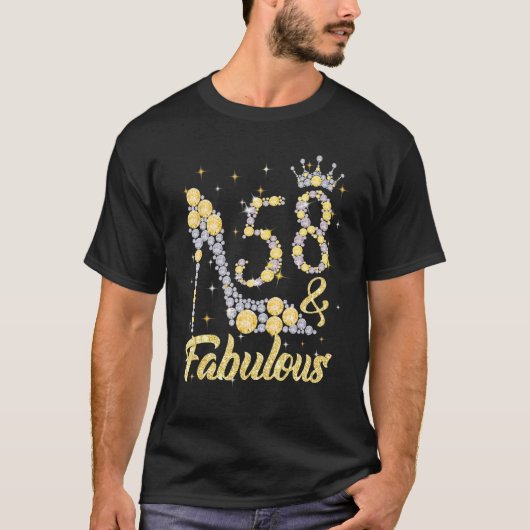 58 en Fabulous 58 jaar oude 58e verjaardag Diamond T-shirt (Voorkant)