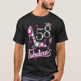 58 en Fabulous Happy 58th Birthday Party Girly Hi T-shirt