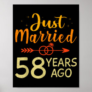58 Jaar Getrouwd Romantische Illustratie Poster