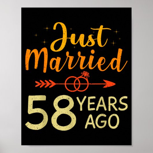 58 Jaar Getrouwd Romantische Illustratie Poster (Voorkant)