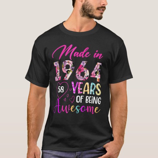 58 jaar Geweldige in 1964 viii T-shirt (Voorkant)