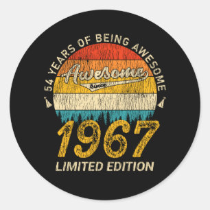 58 jaar oud 1967 Retro Geweldige 58e verjaardagsca Ronde Sticker