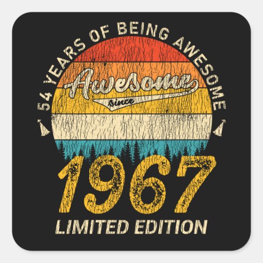 58 jaar oud 1967 Retro Geweldige 58e verjaardagsca Vierkante Sticker (Voorkant)