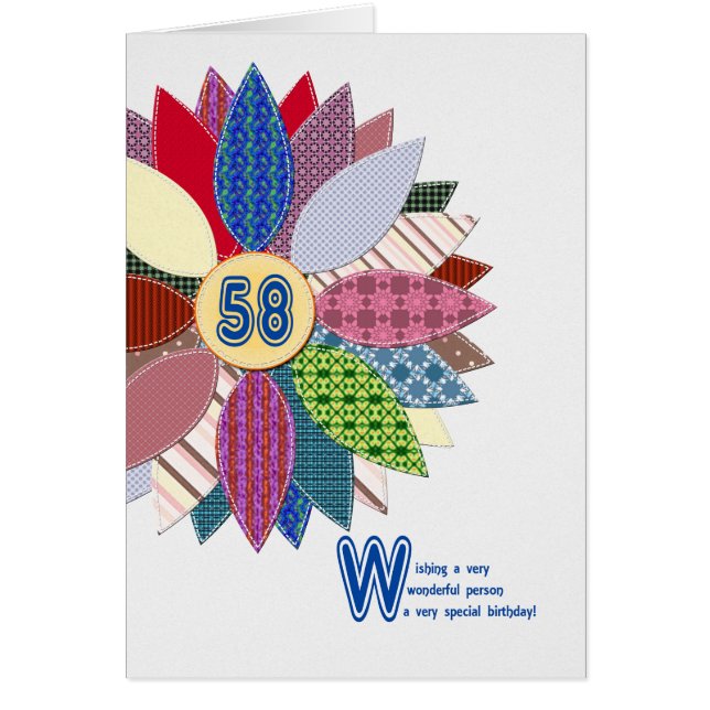 58 jaar oud, gestikt bloemjarig (Voorkant)