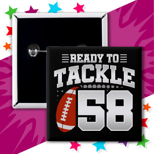 58 Jaar Oud Tackle Football Party 58e Verjaardag Vierkante Button 5,1 Cm