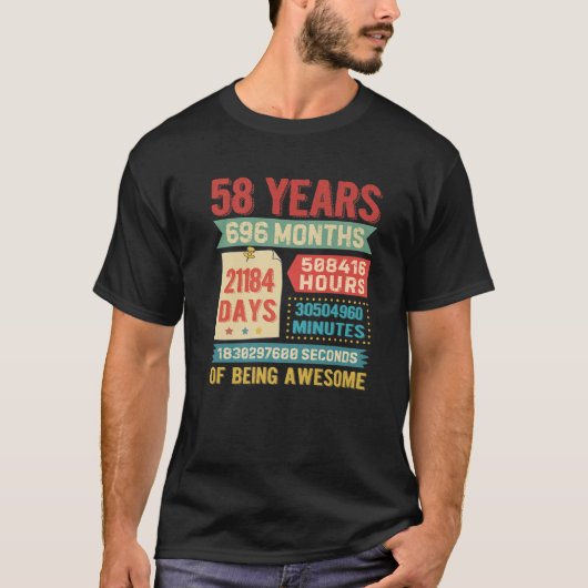 58 jaar oude 58e verjaardag droogte Bda T-shirt (Voorkant)