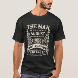 58 jaar oude geschenken voor mannen augustus 1966 t-shirt