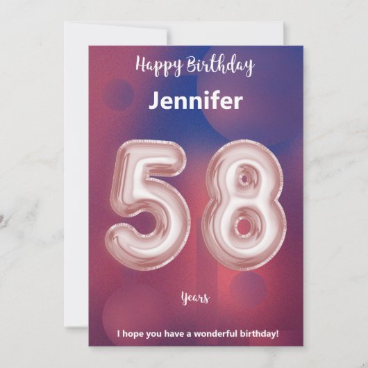 58-jarige Happy Birthday-kaart (Voorkant)