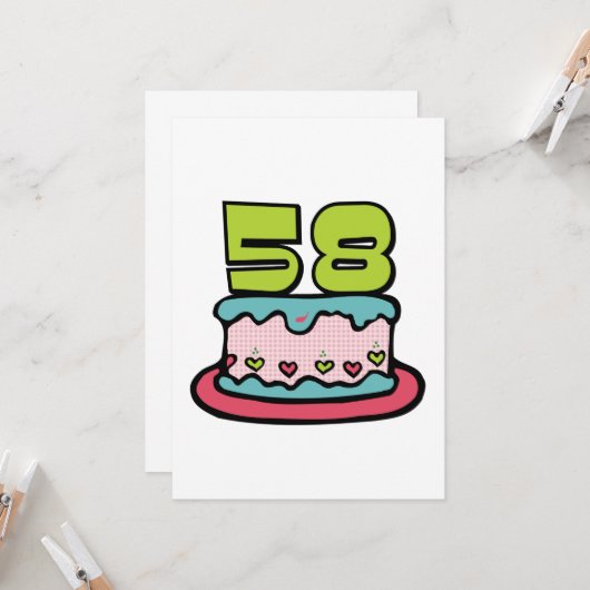 58-jarige verjaardagskaart kaart (Voorkant / Achterkant in situ)
