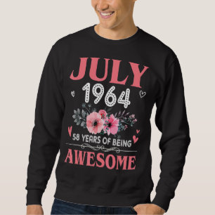 58-jarige vrouw van juli 1964 58e verjaardag trui
