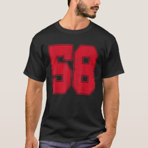 58 Overzicht Nummer 58 Varsity Fan Sportteam Grij T-shirt