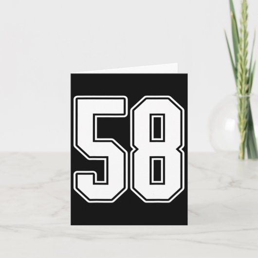 #58 White Outline Nummer 58 Sportfan Jersey Stijl Kaart (Voorkant)