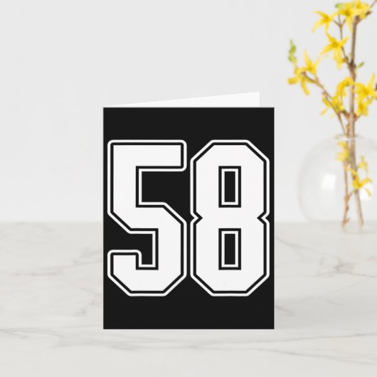 #58 Witte omtrek nummer 58 Sport Fan Jersey Styl Kaart (Gele Bloem)