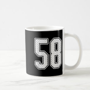 #58 Witte Vintage Nummer 58 Sportfan Jersey Styl Koffiemok